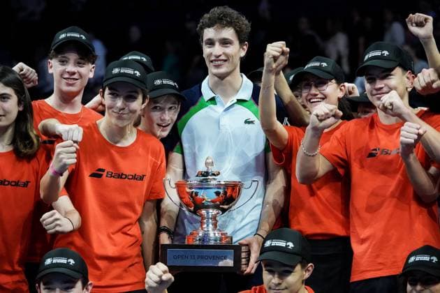 February 16, 2025, Marseille, France, FRANCE: UGO HUMBERT shone by winning his second consecutive title in Marseille, defeating HAMAD MEDJEDOVIC, the serbian, in the final (7-6, 6-4). Without dropping a set throughout the tournament, France s number 1 continues to impress and dominate on his favorite surface during the OPEN 13 provence 2025, ATP, Tennis Herren 250, french tournament, ATP Tour, Hard surface, .Indoor, on Febuary 16, 2025 at Marseille, Palais des sports, France - Photo OLLI Media Marseille FRANCE - ZUMAl184 20250216_zsp_l184_035 Copyright: xEmiliexLohmannx