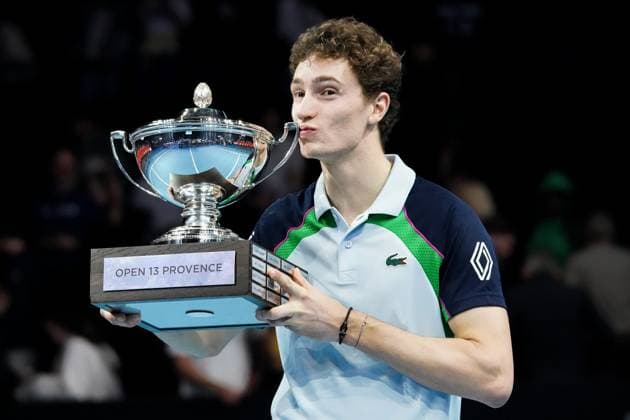 February 16, 2025, Marseille, France, FRANCE: UGO HUMBERT shone by winning his second consecutive title in Marseille, defeating HAMAD MEDJEDOVIC, the serbian, in the final (7-6, 6-4). Without dropping a set throughout the tournament, France s number 1 continues to impress and dominate on his favorite surface during the OPEN 13 provence 2025, ATP, Tennis Herren 250, french tournament, ATP Tour, Hard surface, .Indoor, on Febuary 16, 2025 at Marseille, Palais des sports, France - Photo OLLI Media Marseille FRANCE - ZUMAl184 20250216_zsp_l184_037 Copyright: xEmiliexLohmannx