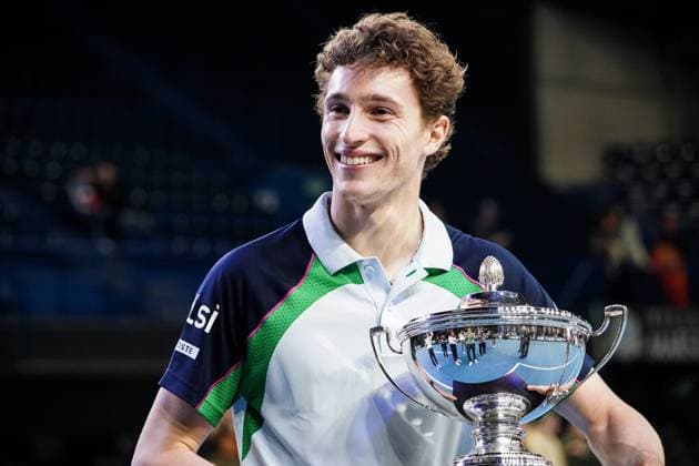 February 16, 2025, Marseille, France, FRANCE: UGO HUMBERT shone by winning his second consecutive title in Marseille, defeating HAMAD MEDJEDOVIC, the serbian, in the final (7-6, 6-4). Without dropping a set throughout the tournament, France s number 1 continues to impress and dominate on his favorite surface during the OPEN 13 provence 2025, ATP, Tennis Herren 250, french tournament, ATP Tour, Hard surface, .Indoor, on Febuary 16, 2025 at Marseille, Palais des sports, France - Photo OLLI Media Marseille FRANCE - ZUMAl184 20250216_zsp_l184_040 Copyright: xEmiliexLohmannx
