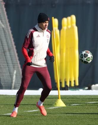 16.02.2025, CL. Abschlusstraining, Saebenerstrasse Muenchen,, Fussball, im Bild: Jamal Musiala (FC Bayern Muenchen)