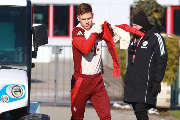 6 Joshua Kimmich, Portraet, Portrait, Fussball Abschlusstraining - FC Bayern München vor UEFA Champions League-Spiel vs. Celtic Glasgow 17.02.2025 Trainingsgelände, Säbenerstr. FOTO: Mladen Lackovic LakoPress