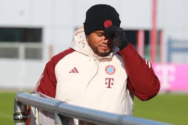 Trainer Vincent Kompany, Portraet, Portrait, Fussball Abschlusstraining - FC Bayern München vor UEFA Champions League-Spiel vs. Celtic Glasgow 17.02.2025 Trainingsgelände, Säbenerstr. FOTO: Mladen Lackovic LakoPress