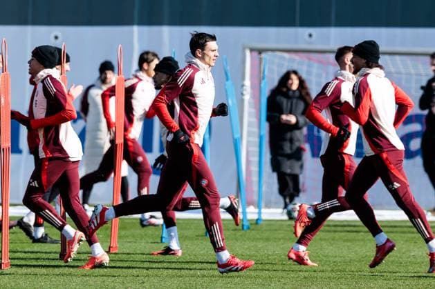 UEFA Champions League: Abschlusstraining FC Bayern München; 17.02.2025 Joao Palhinha (FC Bayern, München, 16) im Training UEFA Champions League: Abschlusstraining FC Bayern München vor dem Spiel gegen Celtic FC, München, Trainingsgelände an der Säbenerstr am 17.02.2025 Copyright: xBEAUTIFULxSPORTS Wunderlx