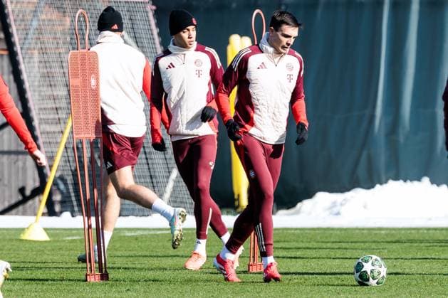 UEFA Champions League: Abschlusstraining FC Bayern München; 17.02.2025 Joao Palhinha (FC Bayern, München, 16) im Training am Ball UEFA Champions League: Abschlusstraining FC Bayern München vor dem Spiel gegen Celtic FC, München, Trainingsgelände an der Säbenerstr am 17.02.2025 Copyright: xBEAUTIFULxSPORTS Wunderlx
