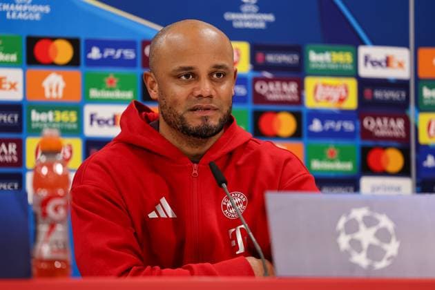 Vincent Kompany (FC Bayern Muenchen, Cheftrainer) bei der Pressekonferenz, GER, Internationale Pressekonferenz, FC Bayern Muenchen, Fussball, UEFA Champions League, Play-offs, Saison 2024 2025, 17.02.2025, GER, Internationale Pressekonferenz, FC Bayern Muenchen, Fussball, UEFA Champions League, Play-offs, Saison 2024 2025, 17.02.2025 Muenchen Copyright: xEibner-Pressefoto JennixMaulx EP_JML