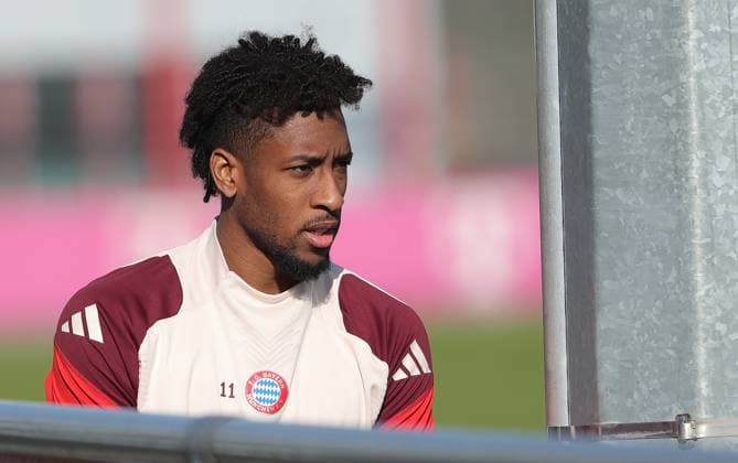 17.02.2025, CL. Abschlusstraining, Saebenerstrasse Muenchen,, Fussball, im Bild: Kingsley Coman (FC Bayern Muenchen)