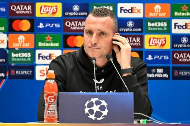 Atalanta v Club Brugge - UEFA Champions League Media Activities 17 02 2025 BERGAMO, ITALY - FEBRUARY 17 : Mechele Brandon defender of Club Brugge and Hayen Nicky head coach of Club Brugge talking to the press during a press conference, PK, Pressekonferenz ahead of the UEFA Champions League 2024 25 knockout phase play-off match second leg between Atalanta and Club Brugge on February 17, 2025 in Bergamo, Italy, 17 02 2025 Bergamo Italy  Copyright: xJanxDexMeuleneirx