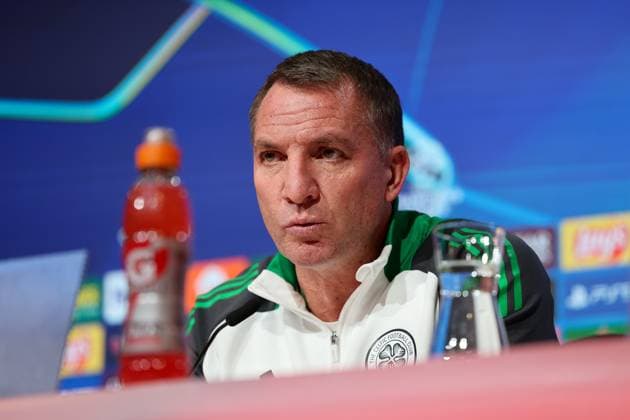 Brendan Rodgers (Celtic Glasgow, Chef-Trainer) bei der Pressekonferenz, GER, Internationale Pressekonferenz, Celtic Glasgow, Fussball, UEFA Champions League, Play-offs, Saison 2024 2025, 17.02.2025, GER, Internationale Pressekonferenz, Celtic Glasgow, Fussball, UEFA Champions League, Play-offs, Saison 2024 2025, 17.02.2025 Muenchen Copyright: xEibner-Pressefoto JennixMaulx EP_JML