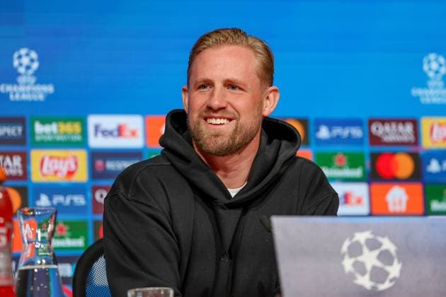 Kasper Schmeichel (Celtic Glasgow, 01) bei der Pressekonferenz, GER, Internationale Pressekonferenz, Celtic Glasgow, Fussball, UEFA Champions League, Play-offs, Saison 2024 2025, 17.02.2025, GER, Internationale Pressekonferenz, Celtic Glasgow, Fussball, UEFA Champions League, Play-offs, Saison 2024 2025, 17.02.2025 Muenchen Copyright: xEibner-Pressefoto JennixMaulx EP_JML