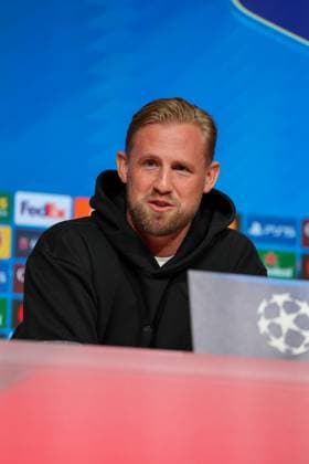 Kasper Schmeichel (Celtic Glasgow, 01) bei der Pressekonferenz, GER, Internationale Pressekonferenz, Celtic Glasgow, Fussball, UEFA Champions League, Play-offs, Saison 2024 2025, 17.02.2025, GER, Internationale Pressekonferenz, Celtic Glasgow, Fussball, UEFA Champions League, Play-offs, Saison 2024 2025, 17.02.2025 Muenchen Copyright: xEibner-Pressefoto JennixMaulx EP_JML
