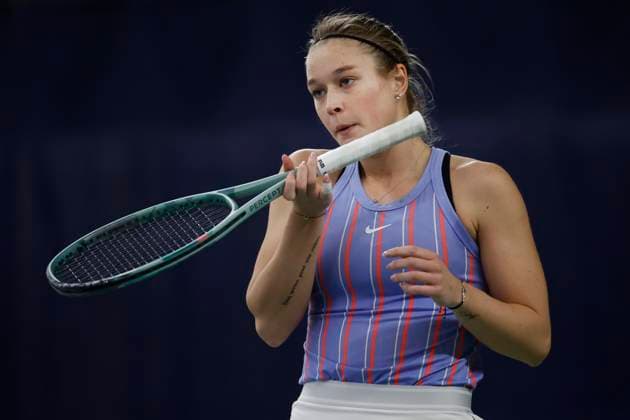 Tennis player Radka Zelnickova of Slovakia in action during the ITF W75 Winter Prague Open 2025 in Prague, Czech Republic, February 17, 2025. (CTKxPhoto PavelxLebeda) CTKPhotoF202502180001801  CTKPhotoF202502180001801