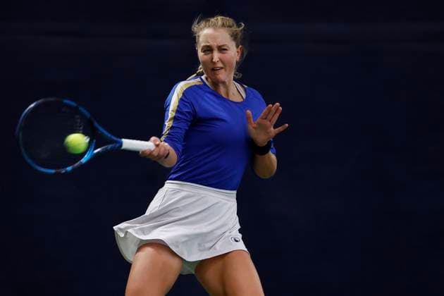 Czech tennis player Gabriela Knutson in action during the ITF W75 Winter Prague Open 2025 in Prague, Czech Republic, February 17, 2025. (CTKxPhoto PavelxLebeda) CTKPhotoF202502180000401  CTKPhotoF202502180000401