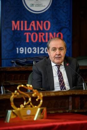Mauro Vegni alla Presentazione gara ciclistica Milano Torino, presso il comune di Rho - Milano, Marted& xec; 18 Febbraio 2025 (Foto Claudio Furlan Lapresse) Milano Torino bicycle race presentation, at the town hall in Rho - Milan, Tuesday, Feb. 18, 2025 (Photo Claudio Furlan Lapresse)  Copyright: xClaudioxFurlan LaPressex