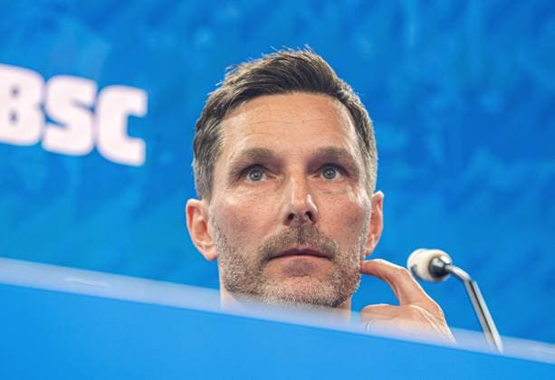 Fussball, Herren, Saison 2024 25, 2. Bundesliga, Hertha BSC, Pressekonferenz zur Vorstellung des neuen Trainers Stefan Leitl, im Bild: Trainer Stefan Leitl (Hertha BSC), 18.02. 2025,