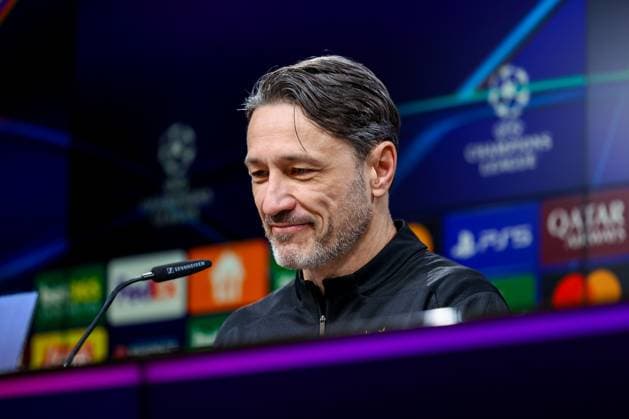 18.02.2025, Pressekonferenz zum UEFA Champions League Spiel zwischen Borussia Dortmund und Sporting Lissabon, Trainer Niko Kovac (Borussia Dortmund) lacht, Dortmund Signal Iduna Park NRW Deutschland xRHR-FOTO DEx Copyright: DennisxEwert RHR-FOTOx RHR-FOTO DE