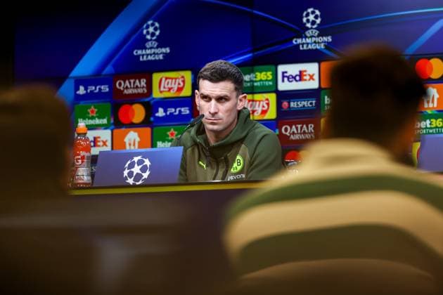 18.02.2025, Pressekonferenz zum UEFA Champions League Spiel zwischen Borussia Dortmund und Sporting Lissabon, Pascal Groß (Borussia Dortmund), Dortmund Signal Iduna Park NRW Deutschland xRHR-FOTO DEx Copyright: DennisxEwert RHR-FOTOx RHR-FOTO DE