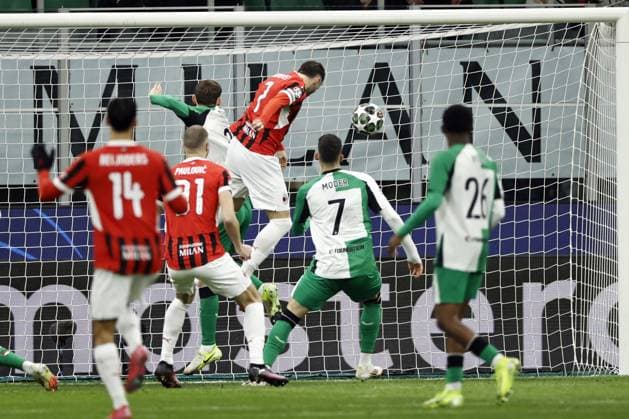 MILAN - Santiago Gimo nez of AC Milan scores the 1-0 during the UEFA Champions League playoff match between AC Milan and Feyenoord at the San Siro Stadium on Feb. 18, 2025 in Milan, Italy. ANP MAURICE VAN STEEN UEFA Champions League 2024 25 League Knockout Play-off Second Leg 2024 25 xVIxANPxSportx xxANPxIVx 520313904 originalFilename: 520313904.jpg
