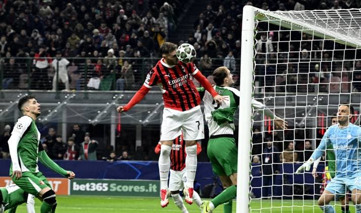 Foto IPP Paolo Bona Milano 18 02 2025 UEFA Champions League di Calcio stagione 2024 2025 partita Milan-Feyenoord Nella foto Santiago Gimenez segna il gol del 1-0 Italy Photo Press Worldwide Copyright italy Italy ITALY  Copyright: xR4924_italyphotopressx