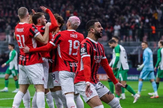 AC Milan vs Feyenoord Rotterdam - UEFA Champions League 2024 25 Knockout phase play-offs 2nd leg - 18 02 2025 Kyle Andrew Walker of AC Milan celebrates during UEFA Champions League 2024 25 Knockout phase play-offs 2nd leg football match between AC Milan and Feyenoord Rotterdam at San Siro Stadium Copyright: xBEAUTIFULxSPORTS Carabellix