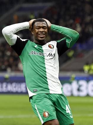 MILAN - Zepiqueno Redmond of Feyenoord balks during the UEFA Champions League playoff match between AC Milan and Feyenoord at the San Siro Stadium on Feb. 18, 2025 in Milan, Italy. ANP MAURICE VAN STEEN UEFA Champions League 2024 25 League Knockout Play-off Second Leg 2024 25 xVIxANPxSportx xxANPxIVx 520315287 originalFilename: 520315287.jpg