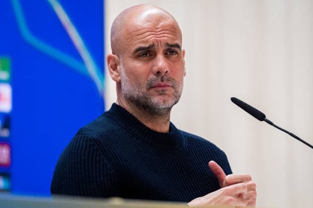 UEFA Champions League 2024 25 League Knockout Play-off Second Leg: Manchester City press conference, PK, Pressekonferenz Pep Guardiola, head coach of Manchester City FC, seen getting into the press room during the UEFA Champions League 2024 25 League Knockout Play-off Second Leg Press Conference at Estadio Santiago Bernabeu on February 18, 2025 in Madrid, Spain. Madrid Estadio Santiago Bernabeu Madrid Spain Copyright: xAlbertoxGardinx AGardin_20250218_Man_City_Press_0114