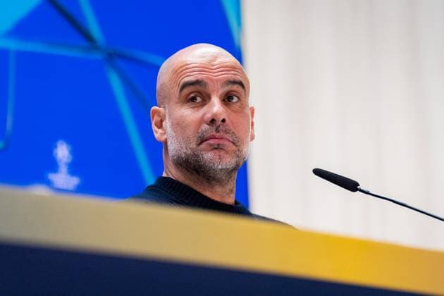 UEFA Champions League 2024 25 League Knockout Play-off Second Leg: Manchester City press conference, PK, Pressekonferenz Pep Guardiola, head coach of Manchester City FC, seen getting into the press room during the UEFA Champions League 2024 25 League Knockout Play-off Second Leg Press Conference at Estadio Santiago Bernabeu on February 18, 2025 in Madrid, Spain. Madrid Estadio Santiago Bernabeu Madrid Spain Copyright: xAlbertoxGardinx AGardin_20250218_Man_City_Press_0117