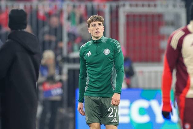 Arne Engels 27 (Celtic Glasgow), FC Bayern Muenchen vs. Celtic Glasgow, Fussball, Champions League, Play offs, Rueckspiel, 18.02.2025 Muenchen Bayern Deutschland