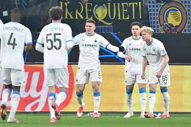 Atalanta v Club Brugge - UEFA Champions League BERGAMO, ITALY - FEBRUARY 18 : Talbi Chemsdine midfielder of Club Brugge celebrates after scoring during the UEFA Champions League 2024 25 knockout phase play-off match second leg between Atalanta and Club Brugge on February 18, 2025 in Bergamo, Italy, 18 02 2025 Bergamo Italy  Copyright: xJanxDexMeuleneirx