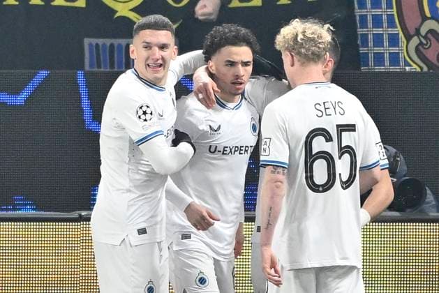 Atalanta v Club Brugge - UEFA Champions League BERGAMO, ITALY - FEBRUARY 18 : Talbi Chemsdine midfielder of Club Brugge celebrates after scoring during the UEFA Champions League 2024 25 knockout phase play-off match second leg between Atalanta and Club Brugge on February 18, 2025 in Bergamo, Italy, 18 02 2025 Bergamo Italy  Copyright: xJanxDexMeuleneirx