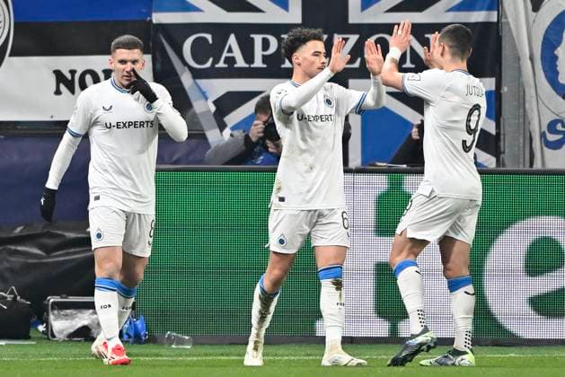Atalanta v Club Brugge - UEFA Champions League BERGAMO, ITALY - FEBRUARY 18 : Talbi Chemsdine midfielder of Club Brugge celebrates after scoring a second goal during the UEFA Champions League 2024 25 knockout phase play-off match second leg between Atalanta and Club Brugge on February 18, 2025 in Bergamo, Italy, 18 02 2025 Bergamo Italy  Copyright: xJanxDexMeuleneirx