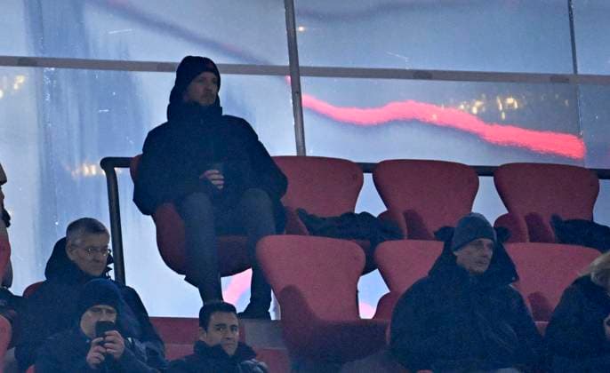18.02.2025, Fussball UEFA Championsleague 2024 2025: Play-off Rückspiel, FC Bayern München - Celtic Glasgow, in der Allianz-Arena München. Trainer Julian Nagelsmann (Deutschland) auf der Ehrentribüne