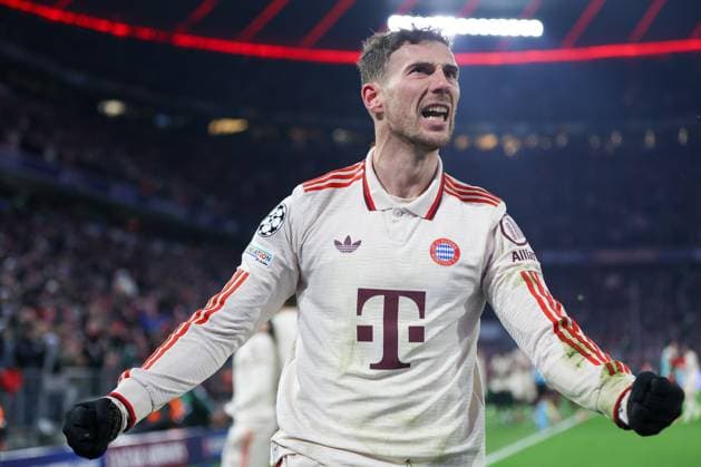 Torjubel von Leon Goretzka 8 (FC Bayern Muenchen) zum Ausgleich 1:1, FC Bayern Muenchen vs. Celtic Glasgow, Fussball, Champions League, Play offs, Rueckspiel, 18.02.2025 Muenchen Bayern Deutschland Copyright: xkolbert-press ChristianxKolbertx
