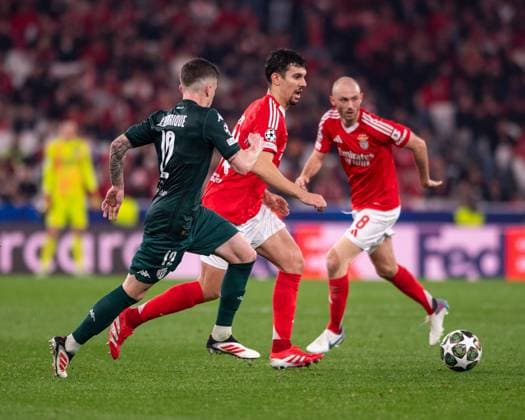 February 18, 2025, Lisboa, Guimaraes, Portugal: TOMAS ARAUJO from SL Benfica seen on action during the UEFA Champions League 2024 25 match between SL Benfica and AS Monaco at Estadio do Lisboa e Benfica 18, February 2025 in Lisboa, Portugal. Final Score SL Benfica 3 - 3 AS Monaco Lisboa Portugal - ZUMAl192 20250218_zsp_l192_007 Copyright: xMiguelxLemosx