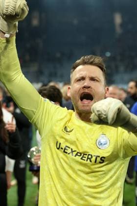 SIMON MIGNOLET, Brugge, Champions League, 2024-25, Atalanta vs Bruges 1-3, 18-02-2025, Esultanza, Celebration, Jubel CHAMPIONS LEAGUE 2024-25 ATALANTA-BRUGGE 1-3