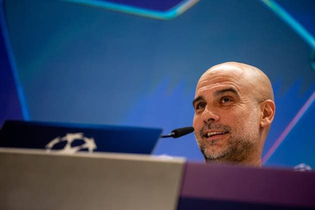 February 18, 2025, Madrid, Spain: Pep Guardiola, manager of the English football club, Manchester City during a press conference, PK, Pressekonferenz on the eve of the UEFA Champions League match between Real Madrid and Manchester City which will be played on Wednesday 19 February at the Santiago Bernabeu Stadium in Madrid. Madrid Spain - ZUMAs197 20250218_aaa_s197_093 Copyright: xDavidxCanalesx