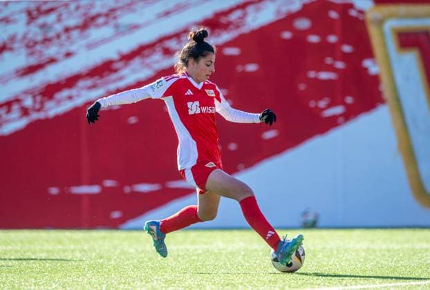 Fussball, Frauen, Saison 2024 2025, Testspiel, 1. FC Union Berlin - FC Viktoria 1889 Berlin, Sarah Abu Sabbah (1. FC Union) erzielt das Tor zum 1:0, 19.02.2025, Copyright: xSebastianxRäppold MatthiasxKochx