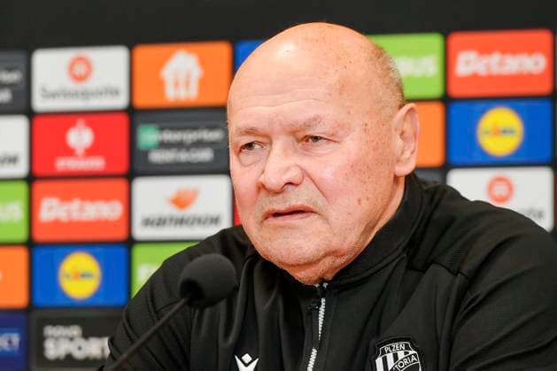 Head coach Miroslav Koubek attends a press conference, PK, Pressekonferenz of FC Viktoria Plzen prior to the UEFA Europa League, 2nd round match: FC Viktoria Plzen vs Ferencvaros Budapest, in Pilsen, Czech Republic, on February 19, 2025. (CTKxPhoto MiroslavxChaloupka) CTKPhotoP2025021903931  CTKPhotoP2025021903931