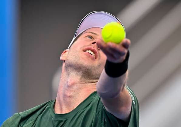 ATP, Tennis Herren QATAR EXXONMOBIL OPEN ROUND OF 16 Botic Van De Zandschulp of Netherlands competes in her round of 16 match against Alex De Minaur of Australia during the ATP Qatar ExxonMobil Open 2025 tennis tournament at the Khalifa International Tennis Complex in Doha, Qatar, on February 19, 2025. DOHA Qatar Copyright: xNOUSHADx