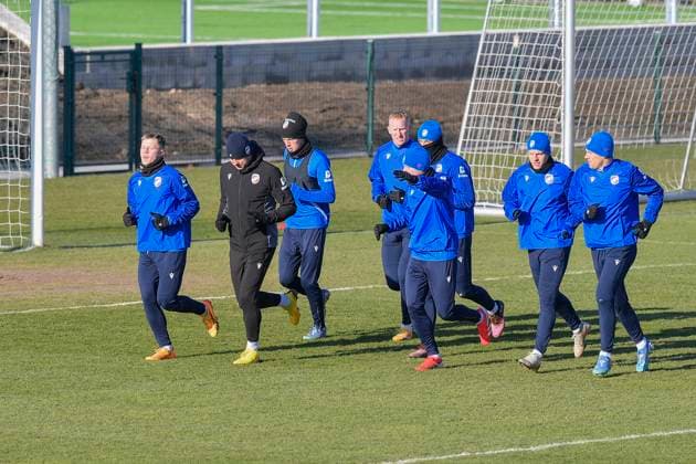 Plzen players attend a training session within a media programme prior to the UEFA Europa League, 2nd round match: FC Viktoria Plzen vs Ferencvaros Budapest, in Pilsen, Czech Republic, on February 19, 2025. (CTKxPhoto MiroslavxChaloupka) CTKPhotoP2025021905480  CTKPhotoP2025021905480