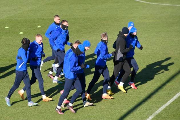 Plzen players attend a training session within a media programme prior to the UEFA Europa League, 2nd round match: FC Viktoria Plzen vs Ferencvaros Budapest, in Pilsen, Czech Republic, on February 19, 2025. (CTKxPhoto MiroslavxChaloupka) CTKPhotoP2025021905483  CTKPhotoP2025021905483
