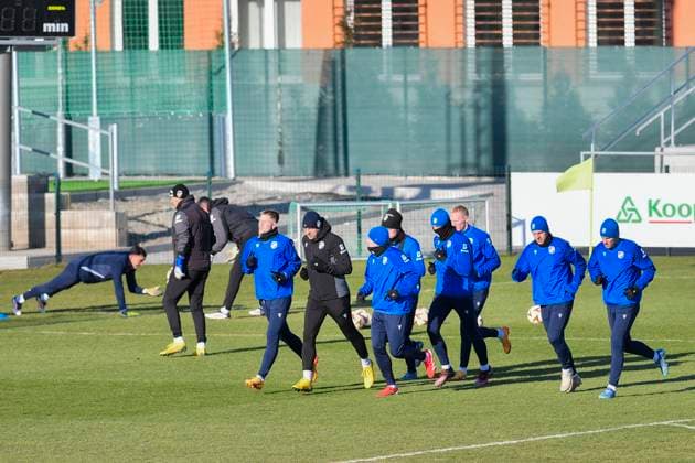 Plzen players attend a training session within a media programme prior to the UEFA Europa League, 2nd round match: FC Viktoria Plzen vs Ferencvaros Budapest, in Pilsen, Czech Republic, on February 19, 2025. (CTKxPhoto MiroslavxChaloupka) CTKPhotoP2025021905493  CTKPhotoP2025021905493