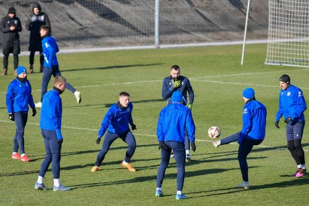 Plzen players attend a training session within a media programme prior to the UEFA Europa League, 2nd round match: FC Viktoria Plzen vs Ferencvaros Budapest, in Pilsen, Czech Republic, on February 19, 2025. (CTKxPhoto MiroslavxChaloupka) CTKPhotoP2025021905481  CTKPhotoP2025021905481