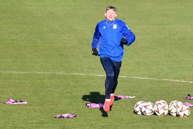 Plzen player Pavel Sulc attends a training session within a media programme prior to the UEFA Europa League, 2nd round match: FC Viktoria Plzen vs Ferencvaros Budapest, in Pilsen, Czech Republic, on February 19, 2025. (CTKxPhoto MiroslavxChaloupka) CTKPhotoP2025021905495  CTKPhotoP2025021905495