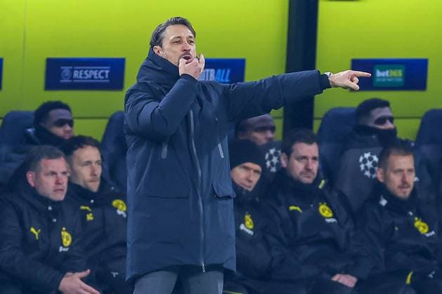 19.02.2025, Fußball, UEFA Champions League, Borussia Dortmund - Sporting Lissabon, Signal Iduna Park, Knockout phase play-offs, Saison 2024 2025: Trainer Niko Kovac (Cheftrainer BVB) gestikulierend am Spielfeldrand Nordrhein-Westfalen Deutschland