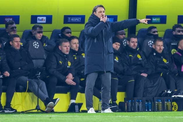 19.02.2025, Fußball, UEFA Champions League, Borussia Dortmund - Sporting Lissabon, Signal Iduna Park, Knockout phase play-offs, Saison 2024 2025: Trainer Niko Kovac (Cheftrainer BVB) gestikulierend am Spielfeldrand Nordrhein-Westfalen Deutschland