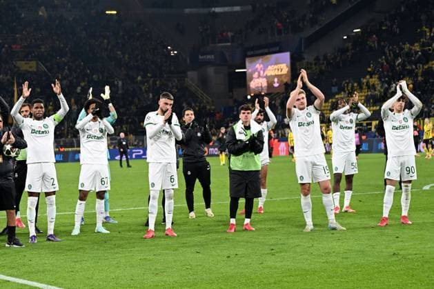 Spieler Lissabon gestikuliert, gestik waehrend des Spiels der UEFA Champions League 2024 25 Play-offs Rückspiel zwischen Borussia Dortmund und Sporting Lissabon, SIGNAL IDUNA PARK am 19. February 2025 in Dortmund, Deutschland. (Foto von Ralf Treese DeFodi Images) +++ Spieler Lissabon gestures during the UEFA Champions League 2024 25 League Knockout Play-off Second Leg match between Borussia Dortmund and Sporting Clube de Portugal at Signal Iduna Park on February 19, 2025 in Dortmund, Germany. (Photo by Ralf Treese DeFodi Images)