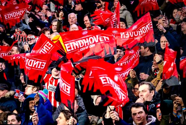 Atmosphere in the stadium during the match PSV - Juventus at the Philips stadium for the UEFA Champions League - Knockout phase play-offs - 2nd leg season 2024-2025 in EINDHOVEN, Netherlands on 19 february 2025, (photo by Marcel van Dorst EYE4images)