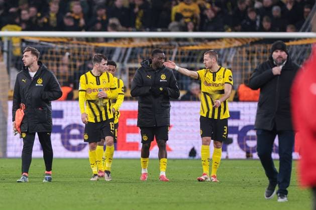 19.02.2025, UEFA Champions League, Play-Offs, Borussia Dortmund - Sporting Lissabon, v. l. Pascal Groß (Borussia Dortmund), Serhou Guirassy (Borussia Dortmund), Waldemar Anton (Borussia Dortmund), Dortmund Signal Iduna Park NRW Deutschland xRHR-FOTO DEx Copyright: DennisxEwert RHR-FOTOx RHR-FOTO DE