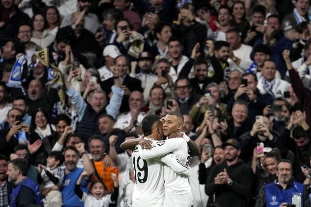 Cc Madrid 19 02 2025 - Champions League Real Madrid-Manchester City foto Cesar Cebolla Image nella foto: esultanza gol Kylian Mbappe 