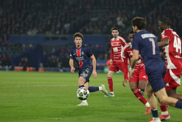 Foot : Ligue des Champions Paris SG Brest PHOTOPQR LE PARISIEN Olivier Arandel ; Paris ; 19 02 2025 ; Paris, France Mercredi 19 février 2025 Sports Football Ligue des Champions Paris-SG Brest LP Olivier Arandel João Neves Paris, France, feb 19th 2025 Champions league between 2 french clubs : Paris PSG vs Brest